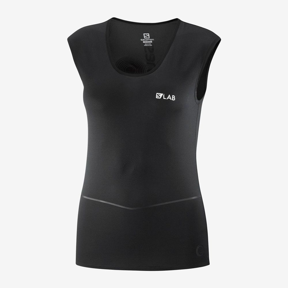 Salomon Singapore Womens T-shirts - S/LAB NSO SL WOMENS Black | 26094-MHQD